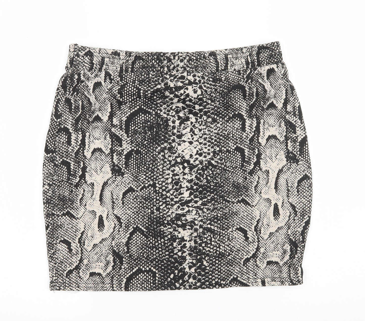 PRETTYLITTLETHING Womens Black Animal Print Jersey Mini Skirt Size 10