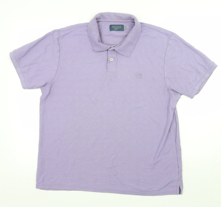 Atlantic Bay Mens Purple Batik Jersey Polo Size L
