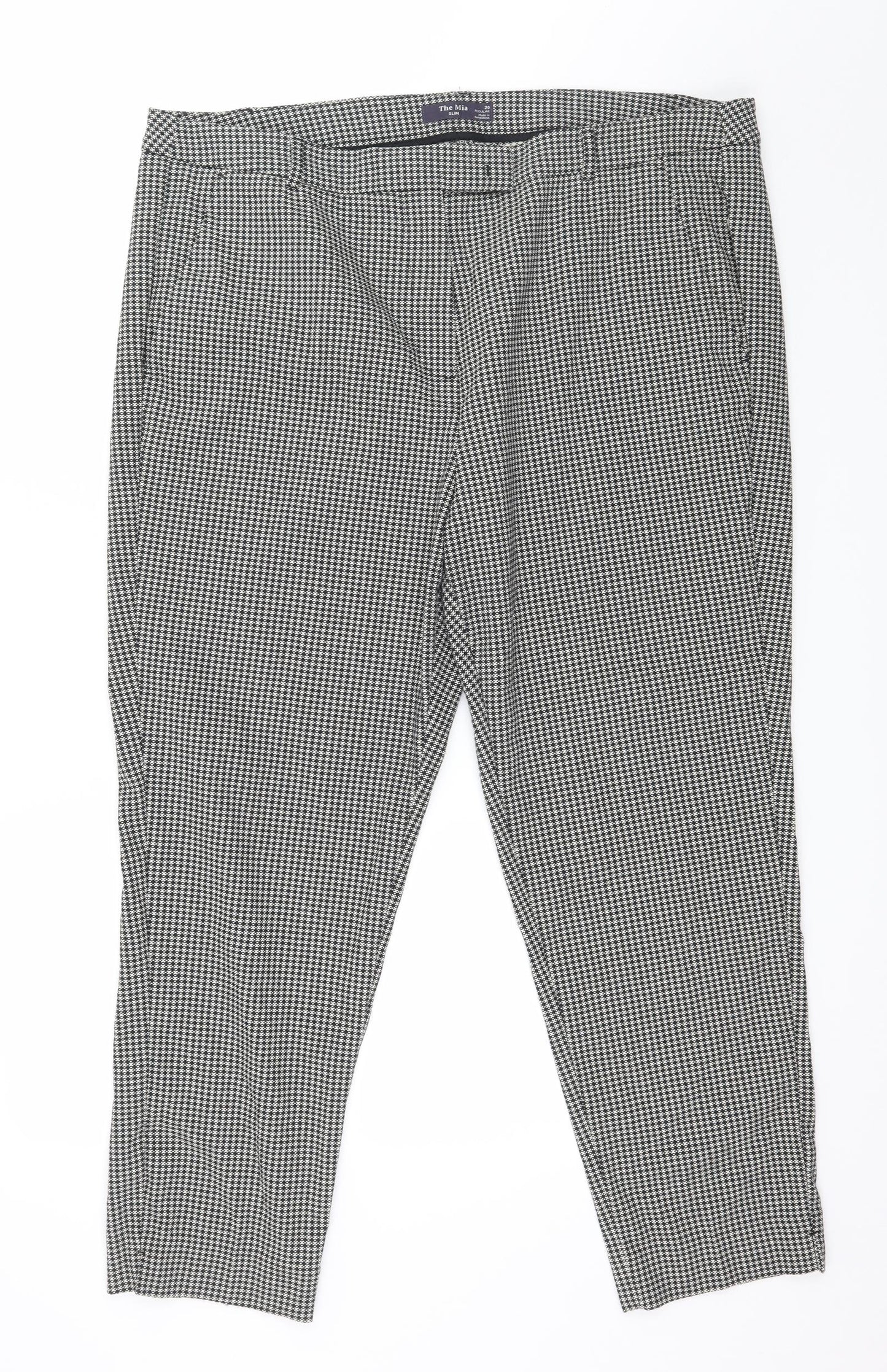 Marks and Spencer Womens Black Check  Trousers  Size 20 L27 in