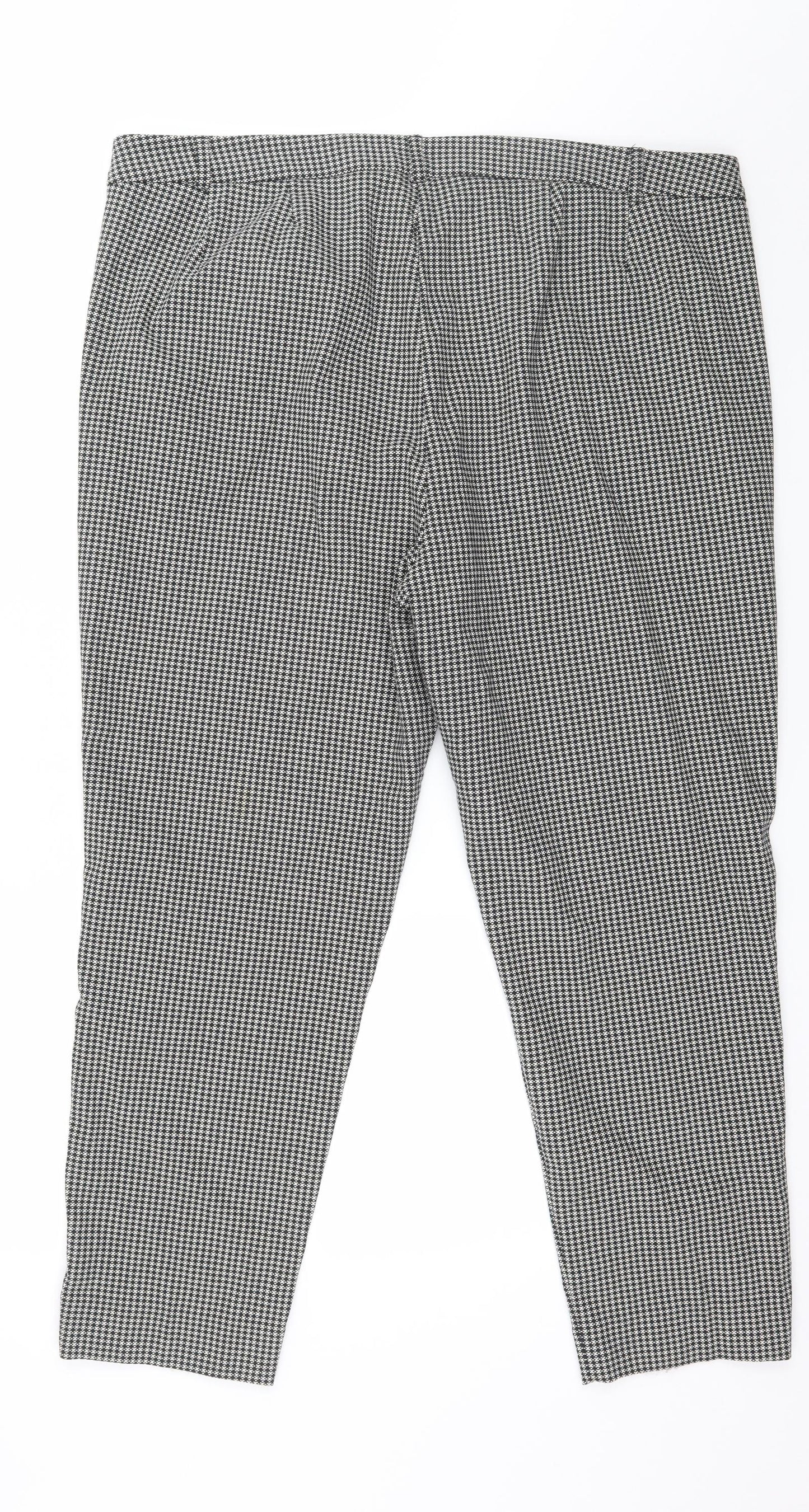 Marks and Spencer Womens Black Check  Trousers  Size 20 L27 in
