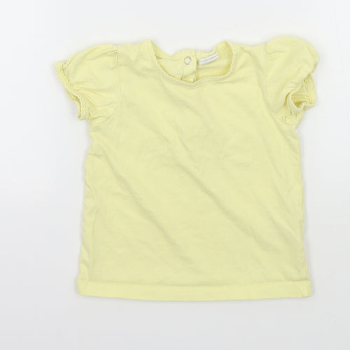 H&M Girls Yellow Polka Dot Jersey Basic T-Shirt Size 12-18 Months