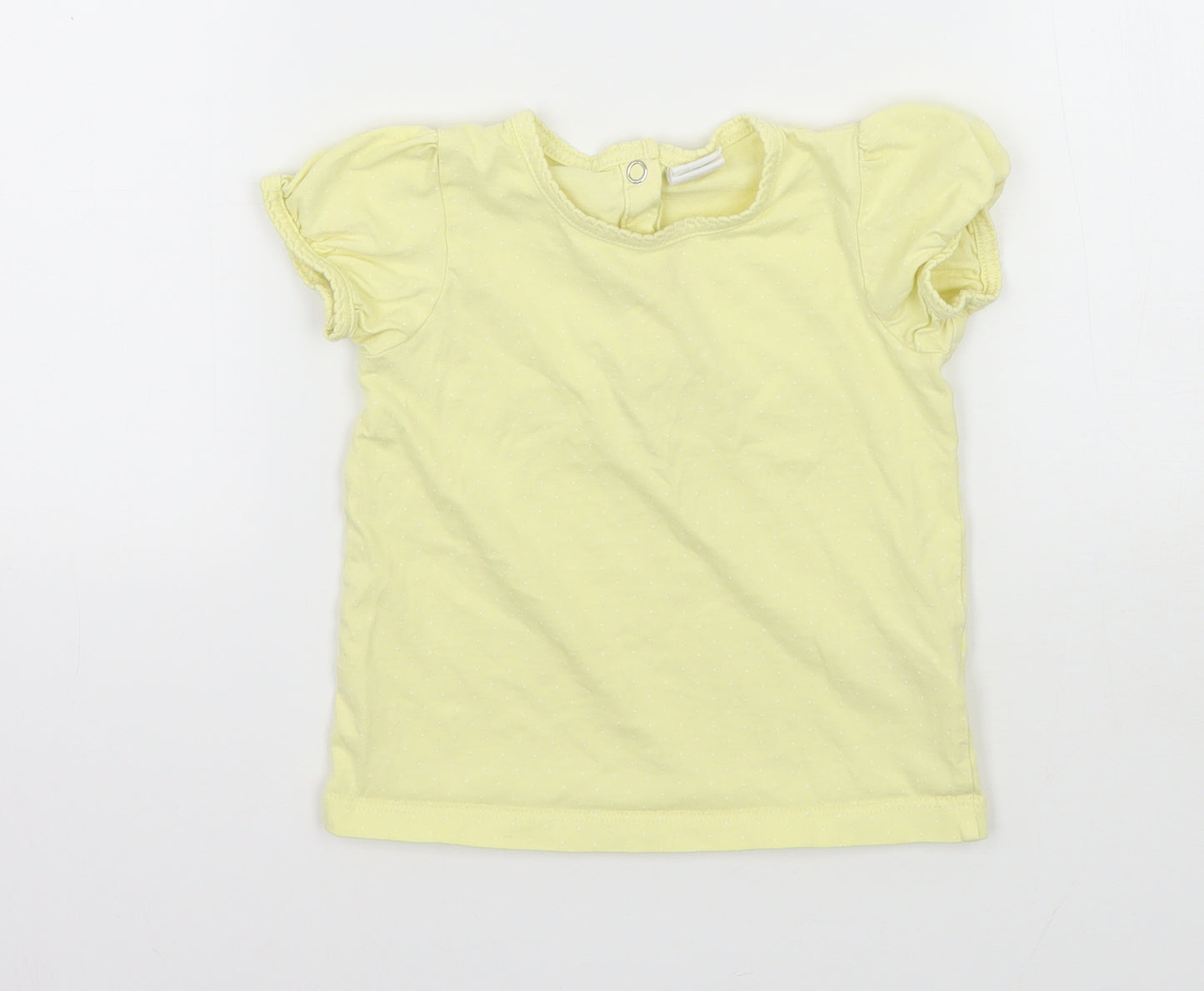 H&M Girls Yellow Polka Dot Jersey Basic T-Shirt Size 12-18 Months