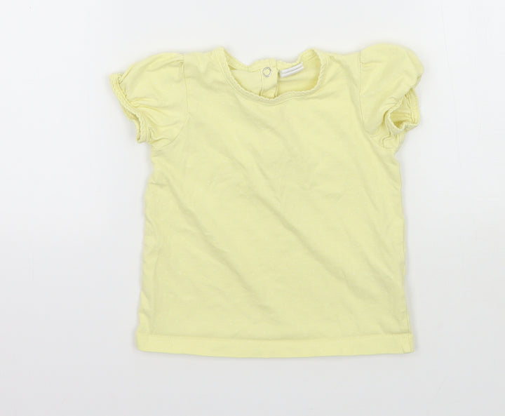 H&M Girls Yellow Polka Dot Jersey Basic T-Shirt Size 12-18 Months
