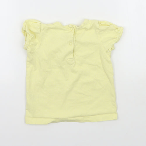 H&M Girls Yellow Polka Dot Jersey Basic T-Shirt Size 12-18 Months