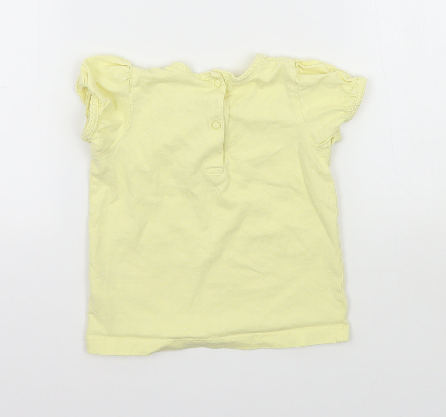 H&M Girls Yellow Polka Dot Jersey Basic T-Shirt Size 12-18 Months