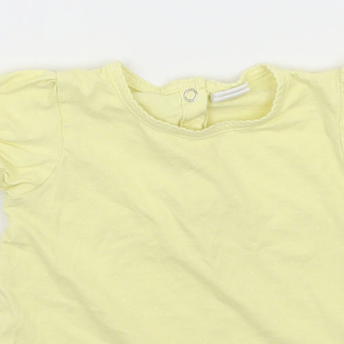 H&M Girls Yellow Polka Dot Jersey Basic T-Shirt Size 12-18 Months