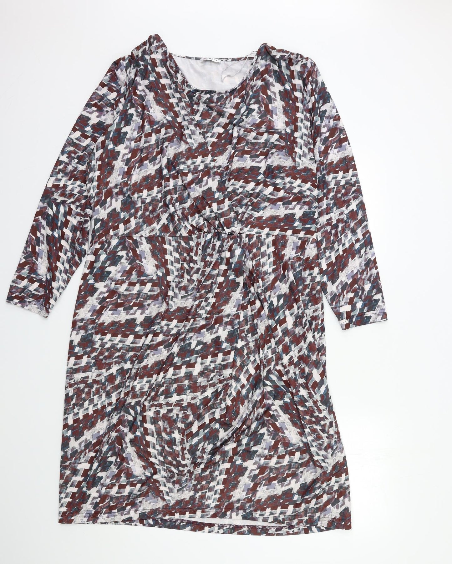Damart Womens Red Geometric  Jumper Dress  Size 20