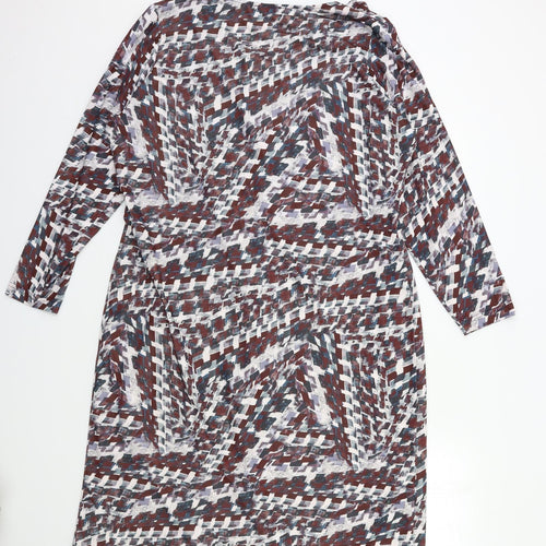 Damart Womens Red Geometric  Jumper Dress  Size 20