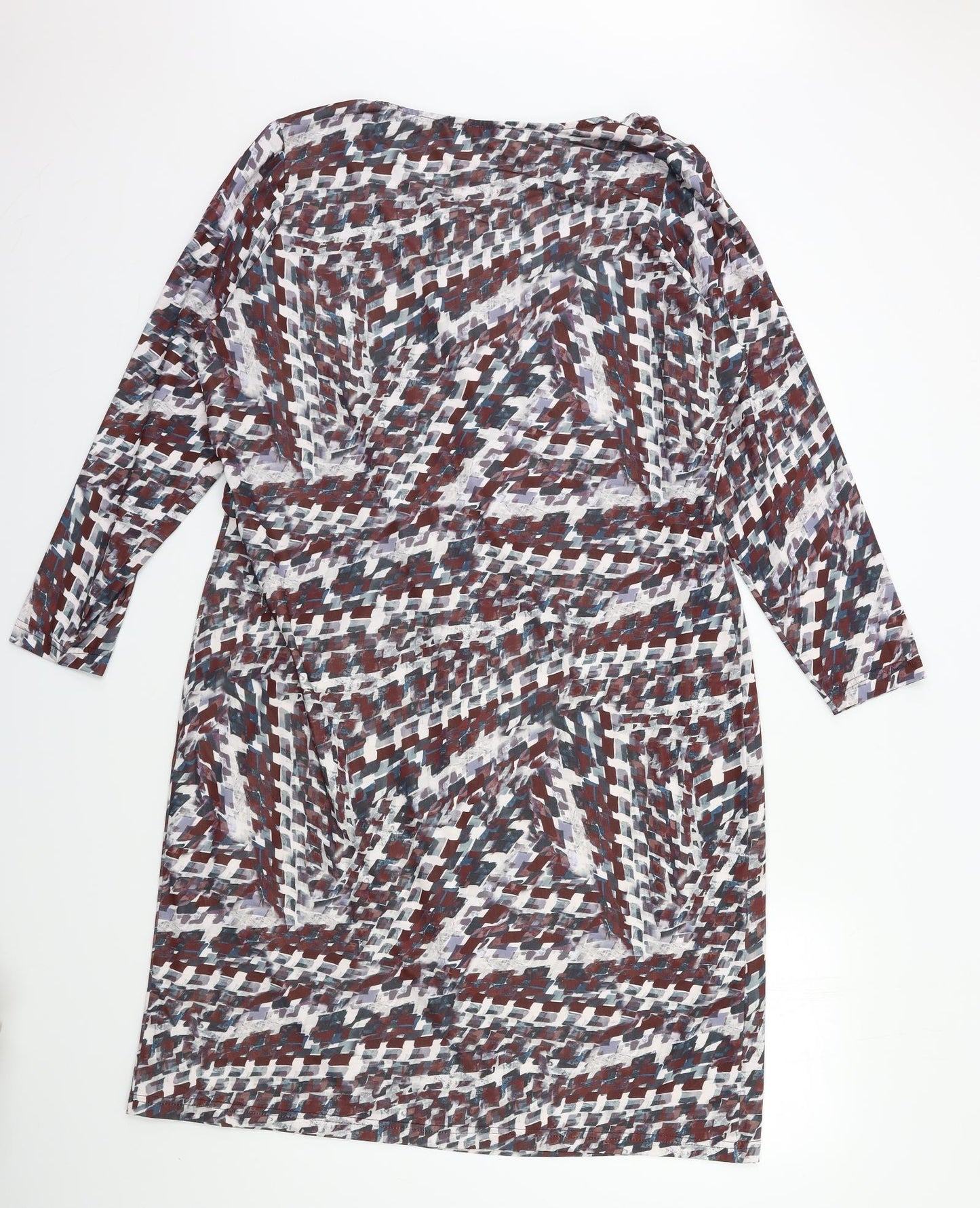 Damart Womens Red Geometric  Jumper Dress  Size 20