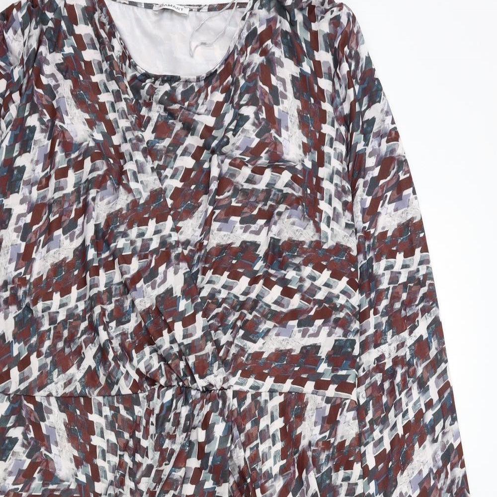 Damart Womens Red Geometric  Jumper Dress  Size 20