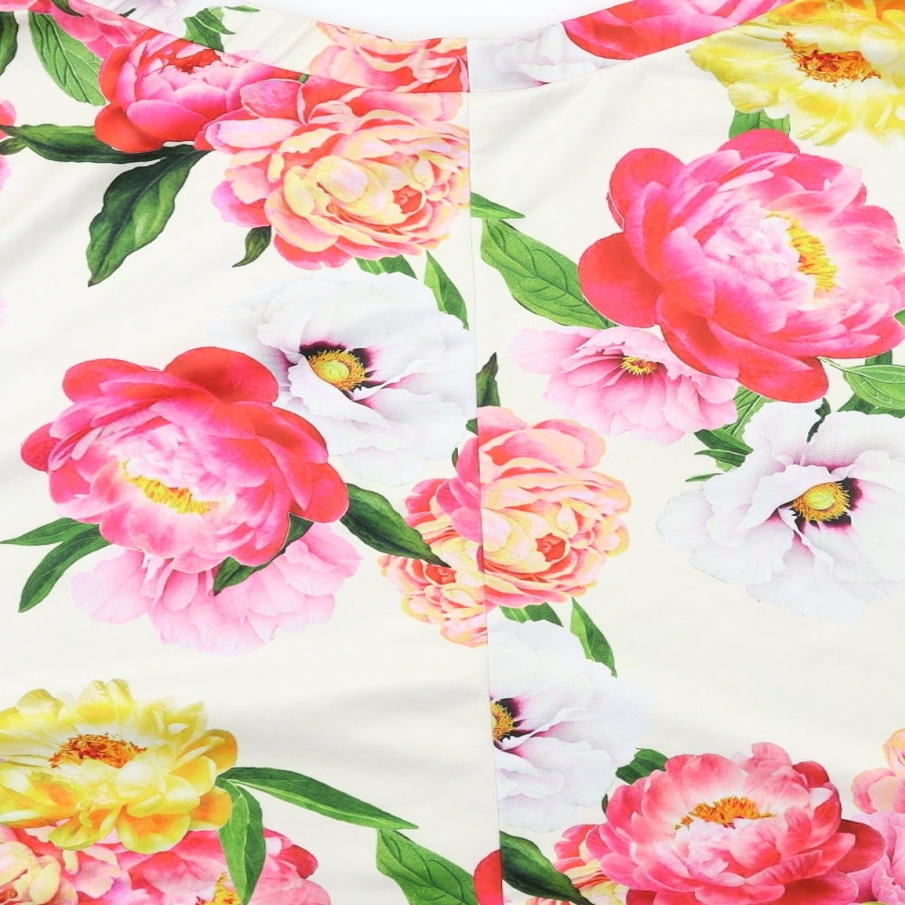 Papaya Womens White Floral  Flare Skirt Size 20