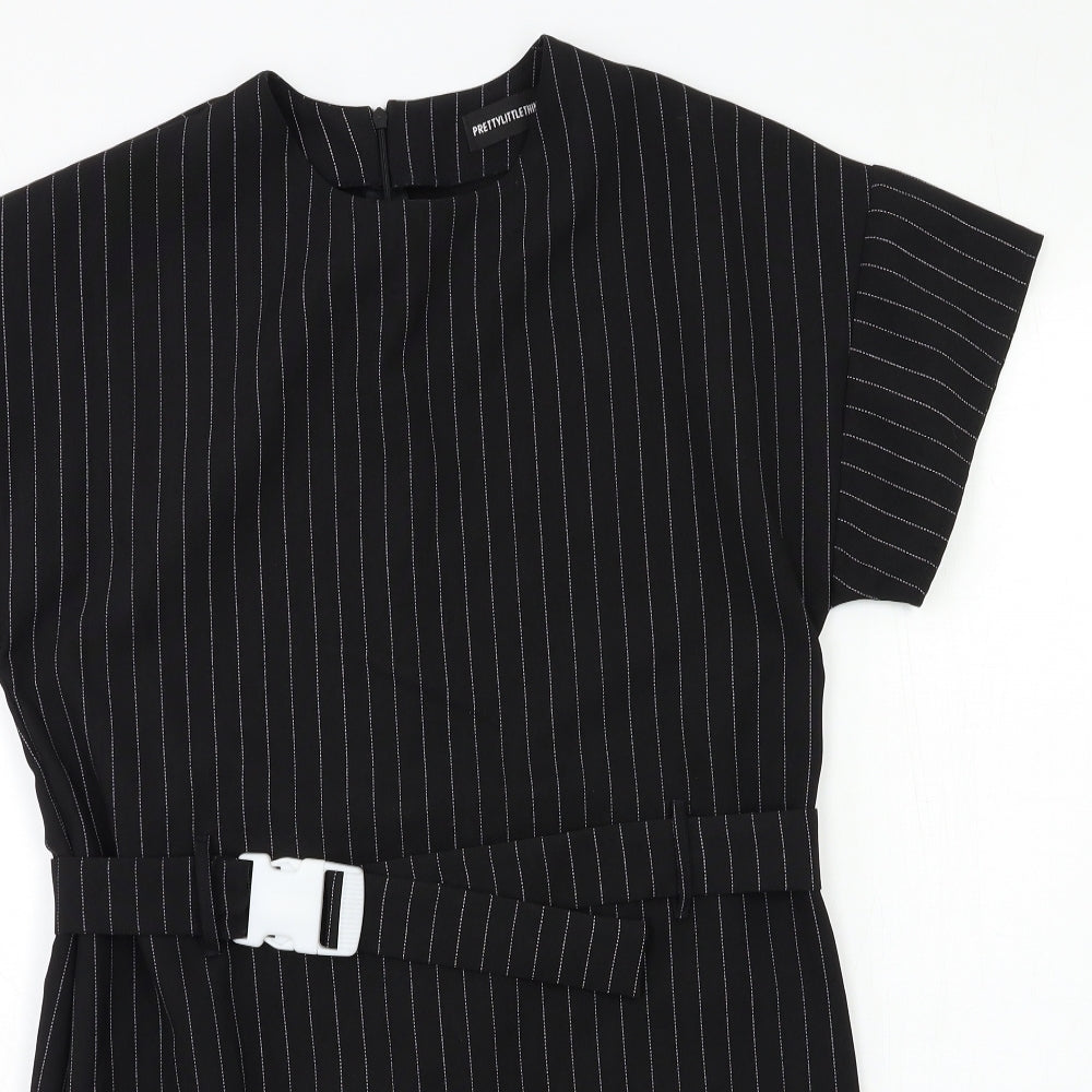 PRETTYLITTLETHING Womens Black Striped  Shift  Size 10