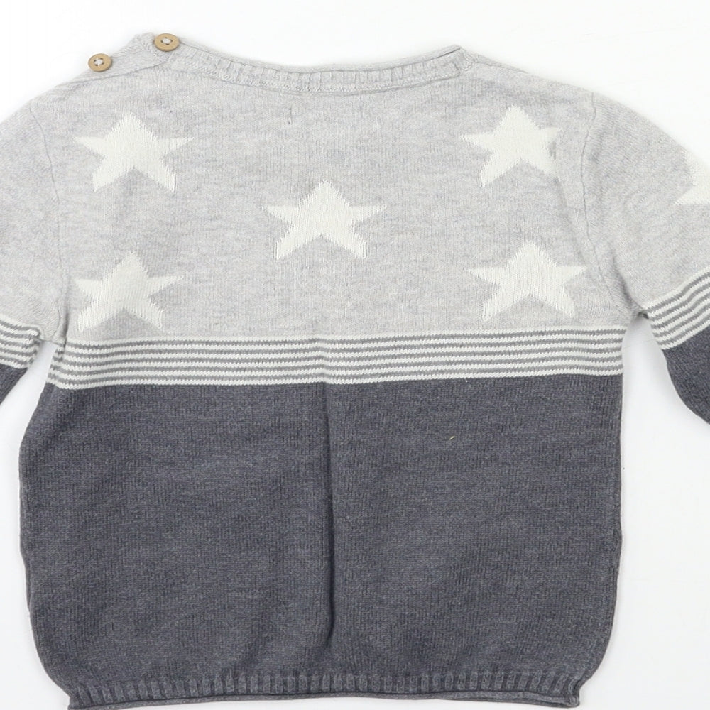 NEXT Baby Grey Geometric  Pullover Jumper Size 9-12 Months