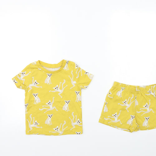 George Baby Yellow Animal Print  Cami Pyjama Set Size 12-18 Months