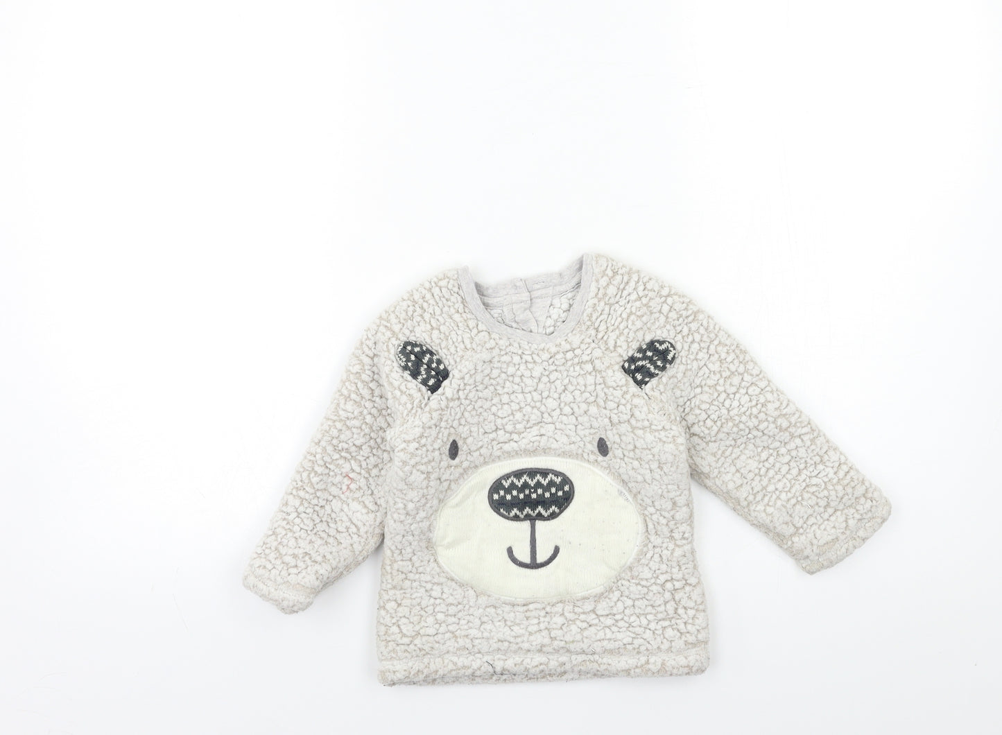 George Baby Beige  Fleece Pullover Jumper Size 12-18 Months  - bear
