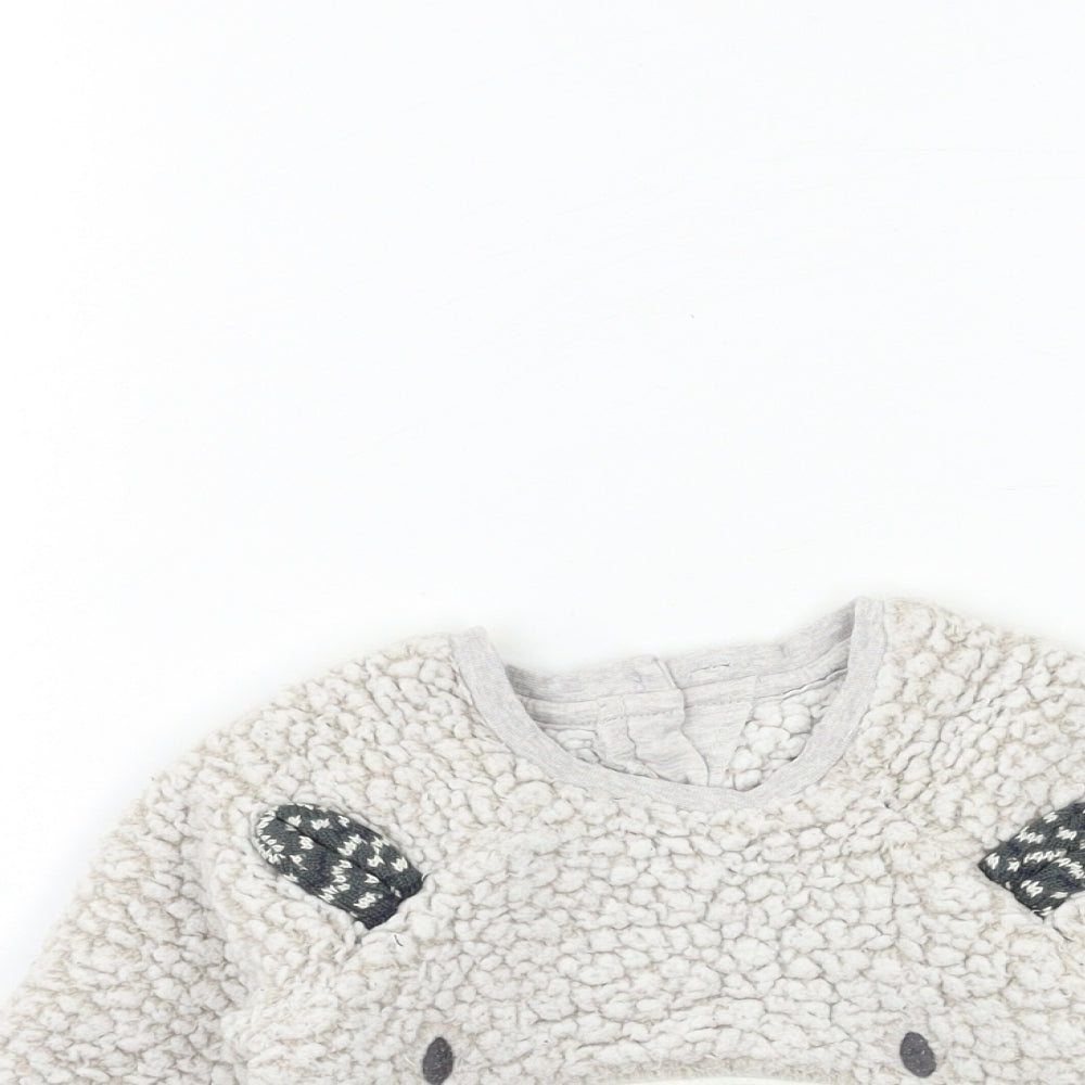 George Baby Beige  Fleece Pullover Jumper Size 12-18 Months  - bear