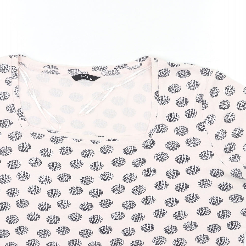 M&Co Womens Pink Paisley  Basic T-Shirt Size 20
