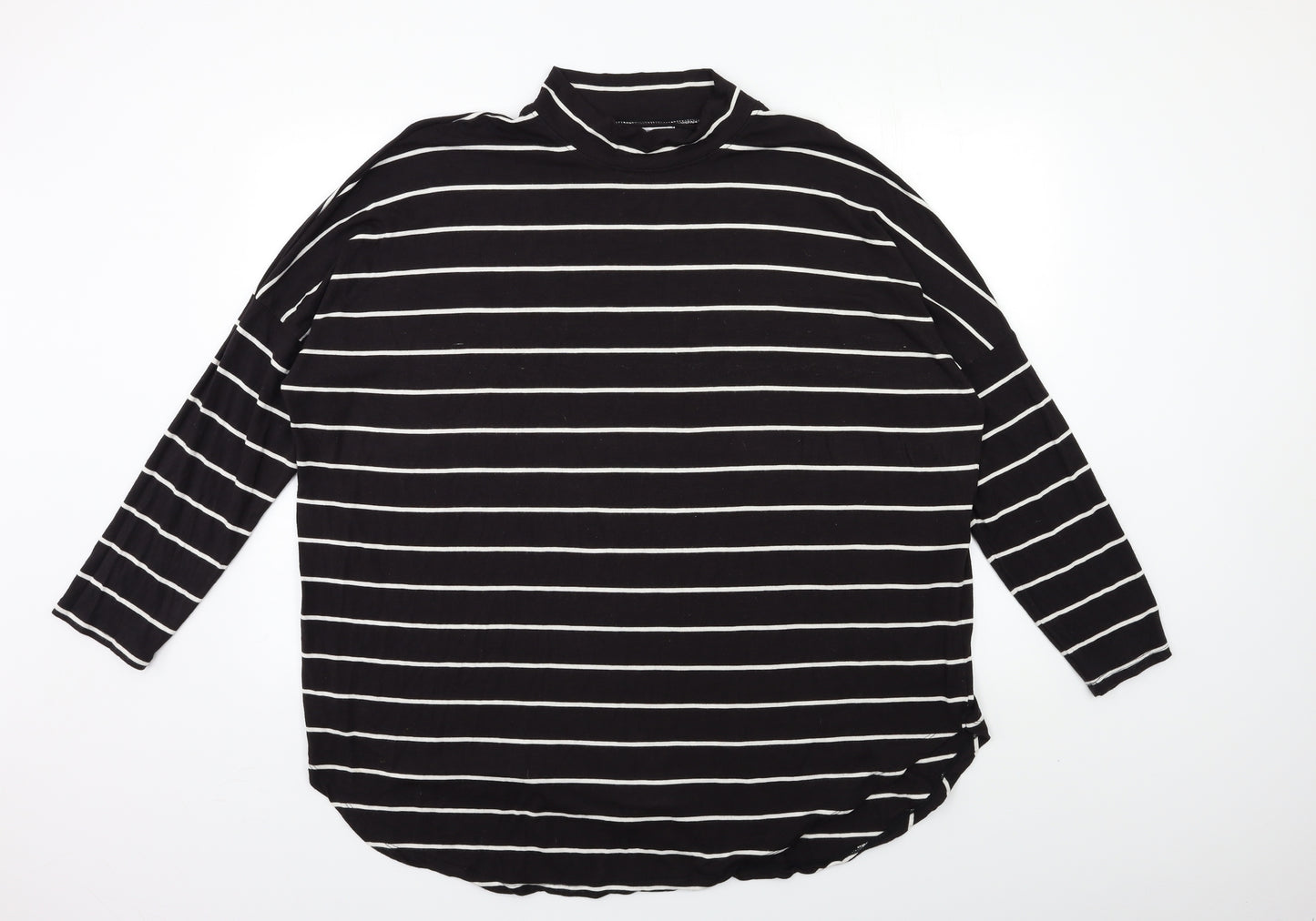 CAPSULE Womens Black Striped  Basic T-Shirt Size 20