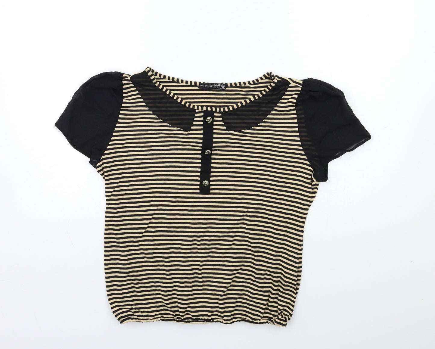 Atmosphere Womens Beige Striped  Basic Blouse Size 12