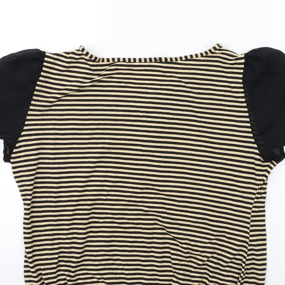 Atmosphere Womens Beige Striped  Basic Blouse Size 12