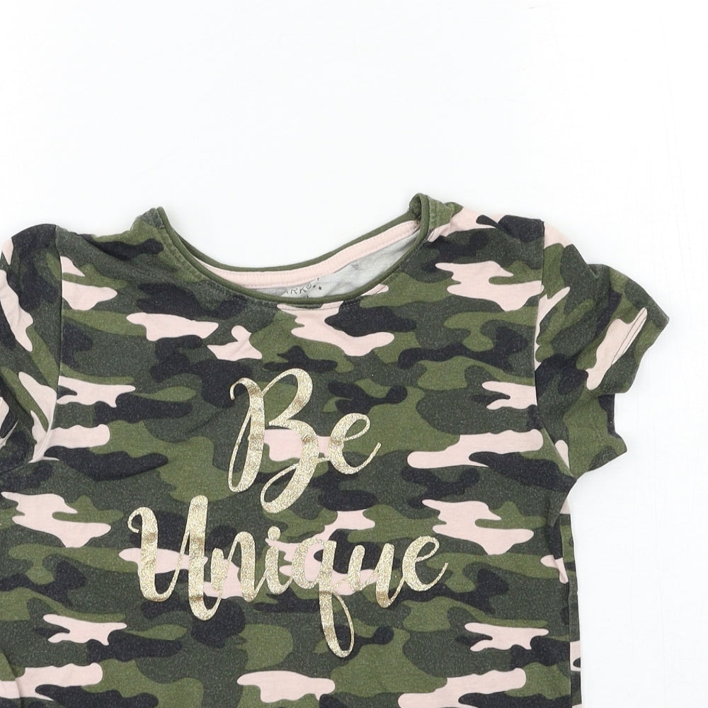 Primark Girls Green Camouflage  Basic T-Shirt Size 8 Years