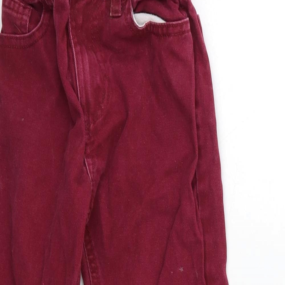 Denim & Co. Girls Red  Denim Straight Jeans Size 6-7 Years