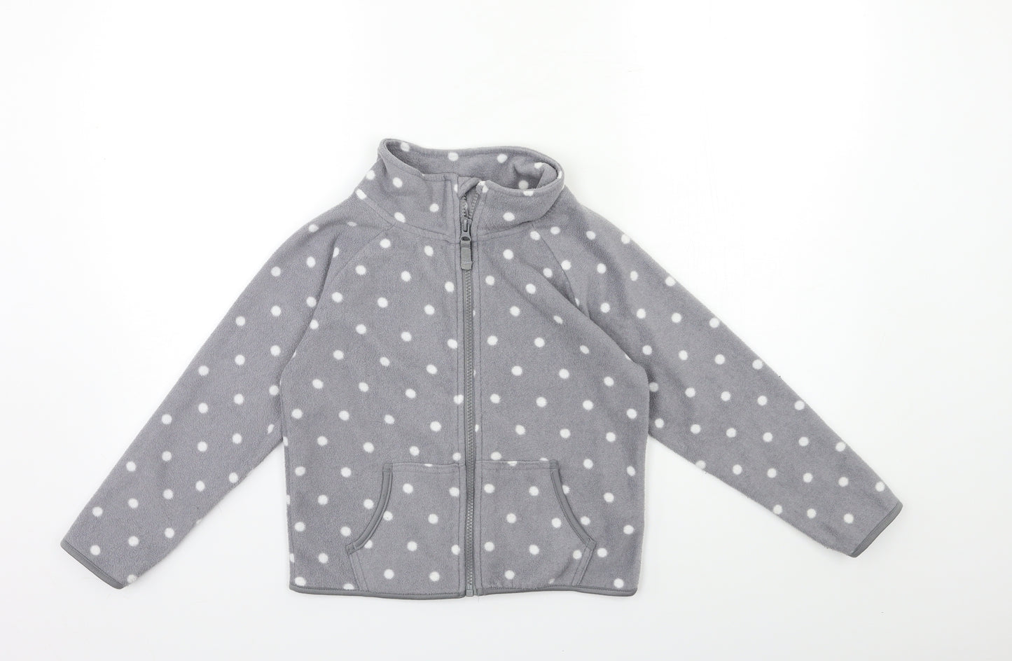 Primark Girls Grey Polka Dot Fleece Jacket  Size 7 Years