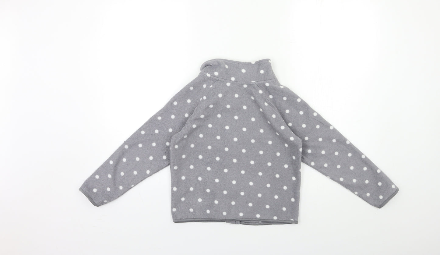 Primark Girls Grey Polka Dot Fleece Jacket  Size 7 Years