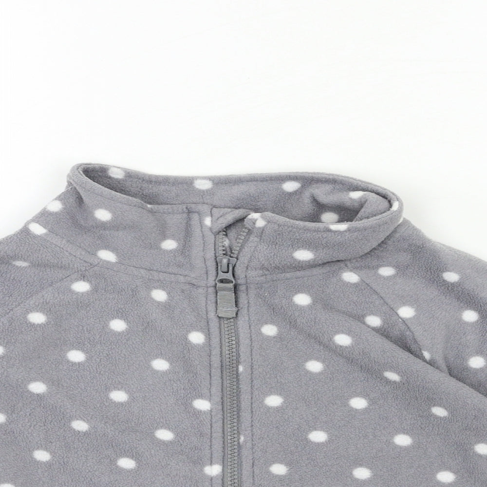 Primark Girls Grey Polka Dot Fleece Jacket  Size 7 Years