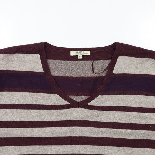 Papaya Womens Red Striped Knit Pullover Jumper Size 20