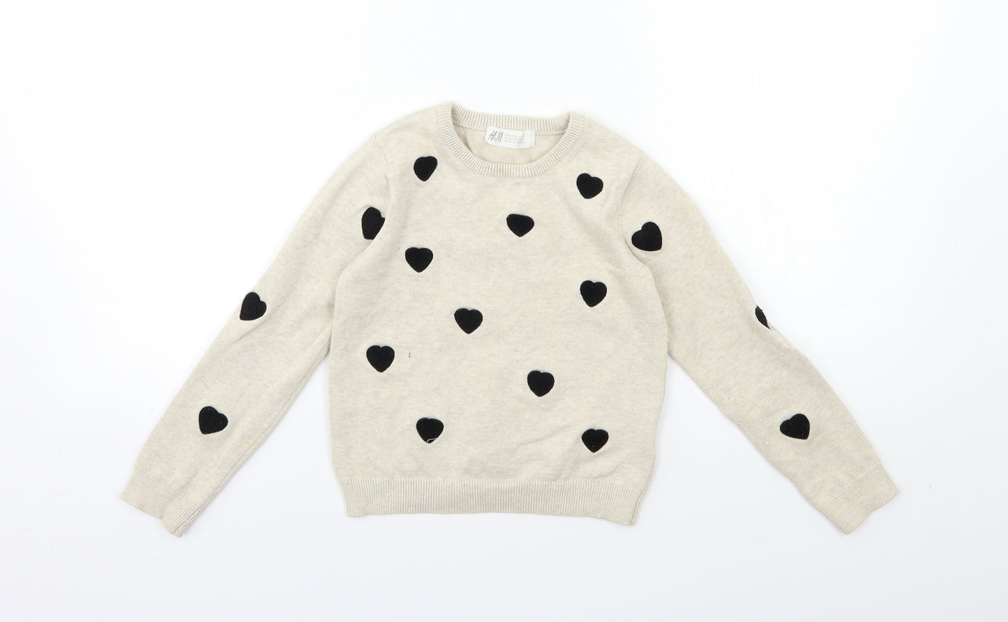 H&M Girls Beige  Knit Pullover Jumper Size 5-6 Years