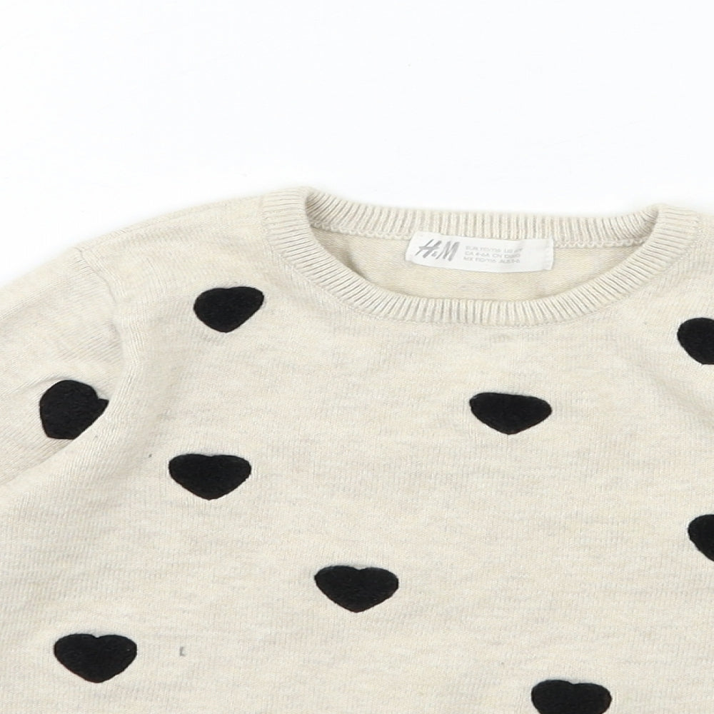 H&M Girls Beige  Knit Pullover Jumper Size 5-6 Years