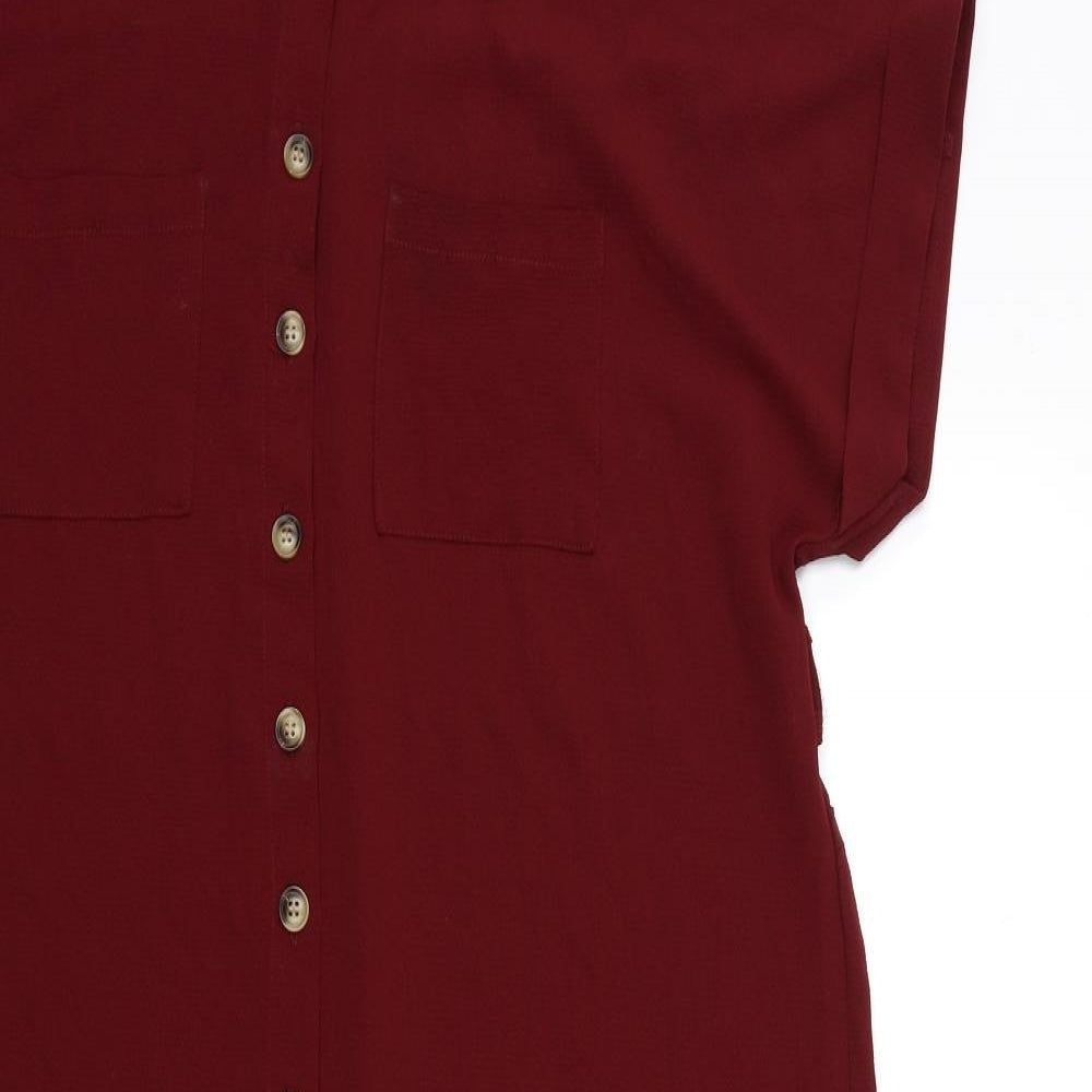 New Look Womens Red   Shirt Dress  Size 16