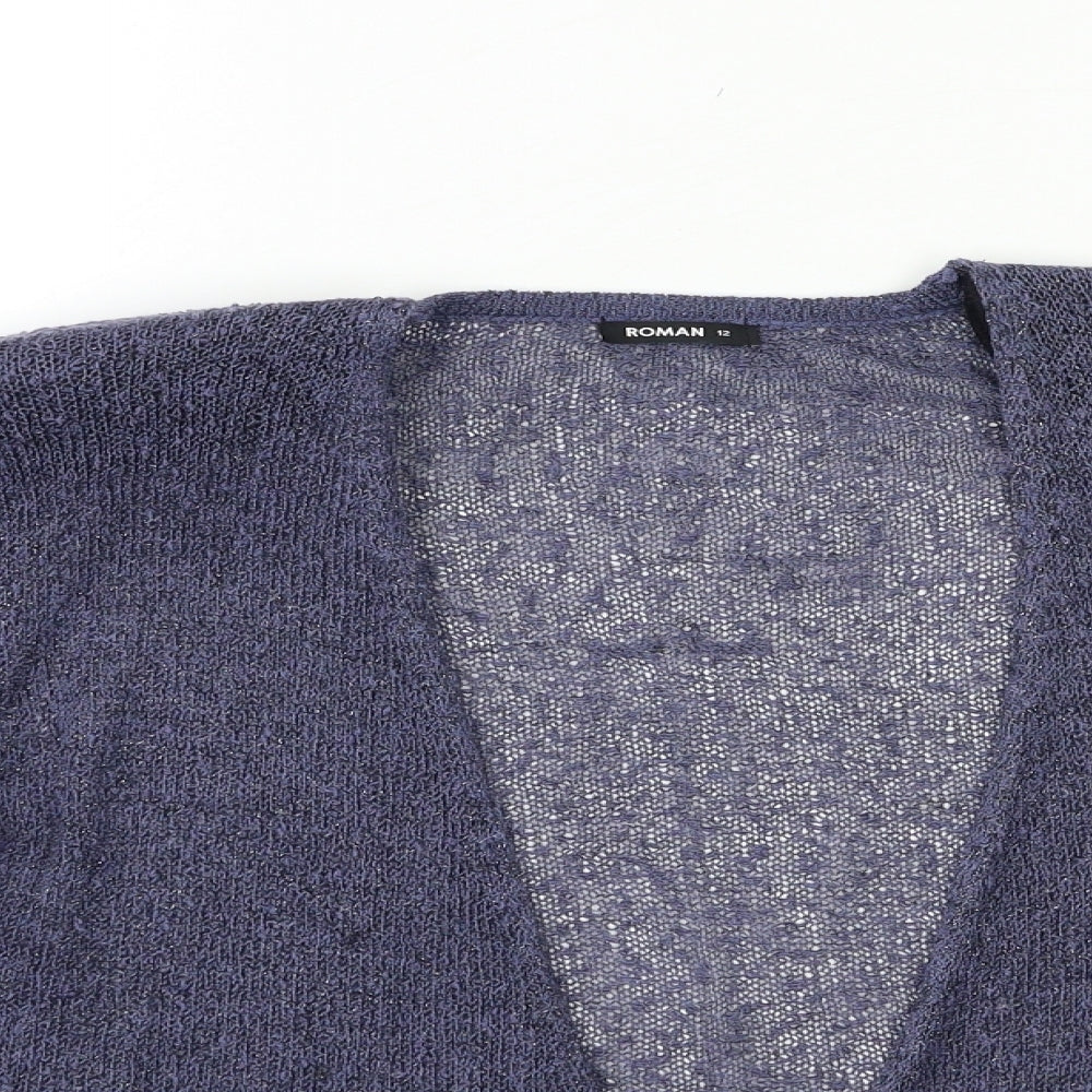 Roman Womens Blue  Knit Cardigan Jumper Size 12