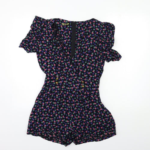 Angeleye Womens Black Floral  Playsuit One-Piece Size S