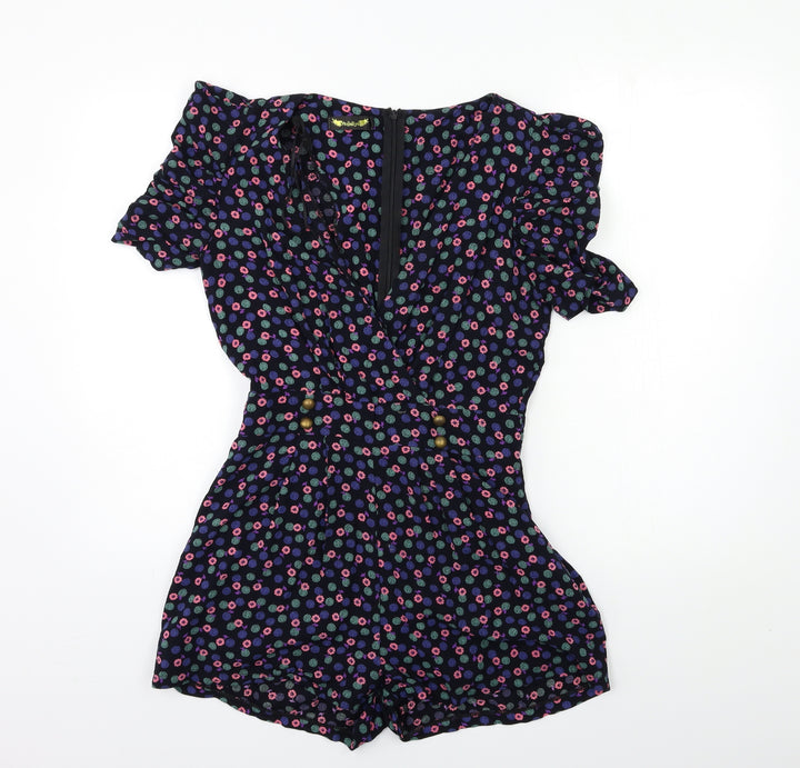 Angeleye Womens Black Floral Playsuit One-Piece Size S
