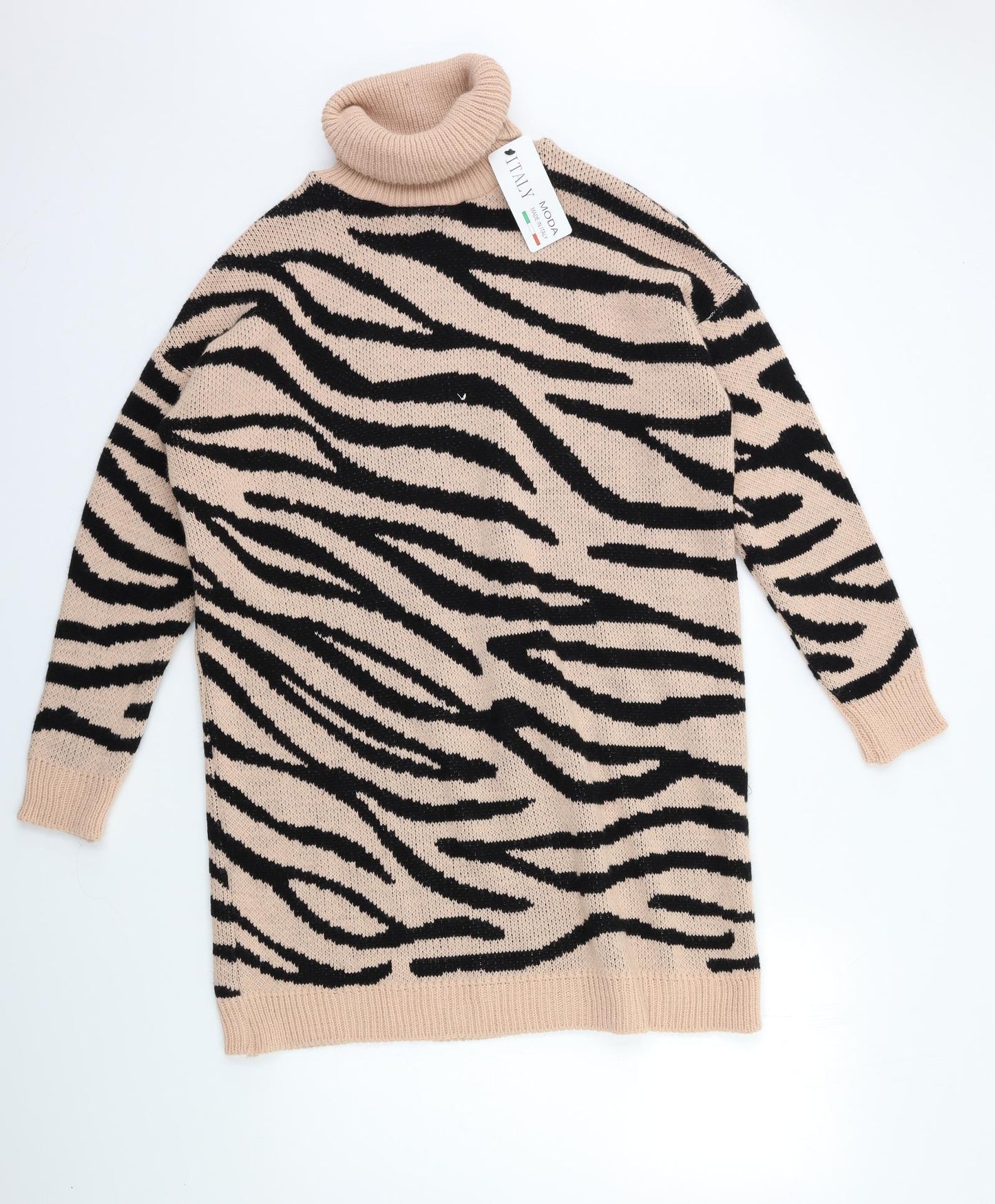 Preworn Womens Pink Animal Print Knit Jumper Dress  Size L