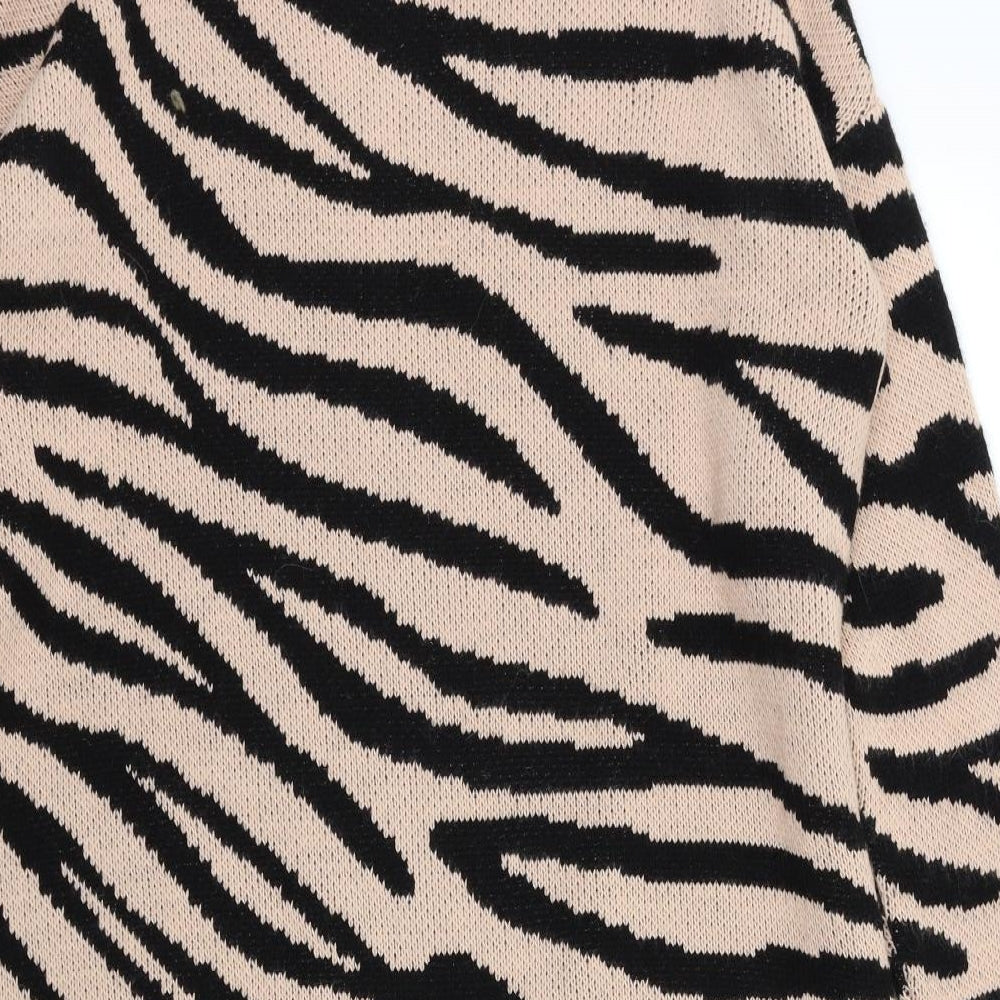 Preworn Womens Pink Animal Print Knit Jumper Dress  Size L