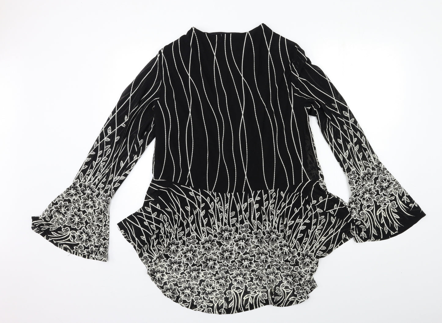 Joe Browns Womens Black Floral  Basic Blouse Size 18