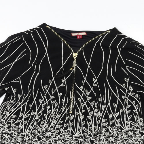 Joe Browns Womens Black Floral  Basic Blouse Size 18