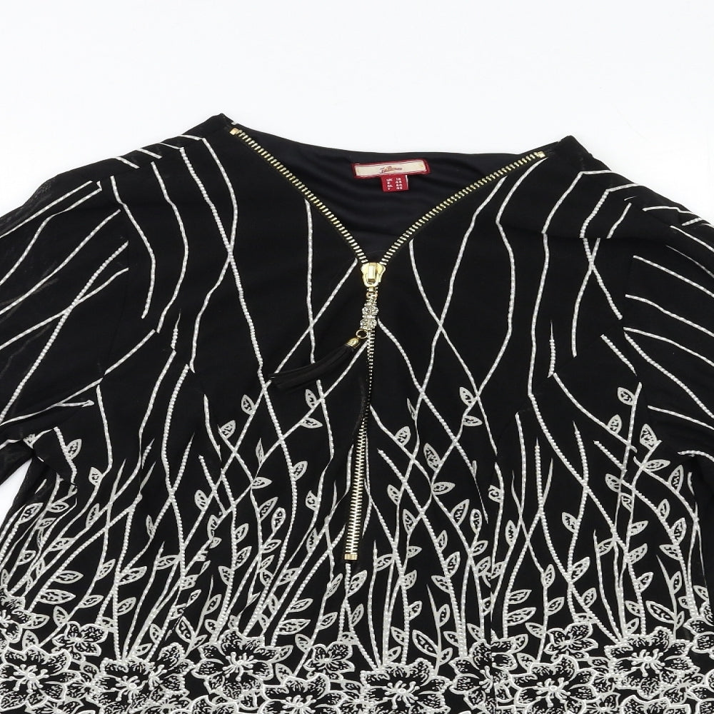 Joe Browns Womens Black Floral  Basic Blouse Size 18