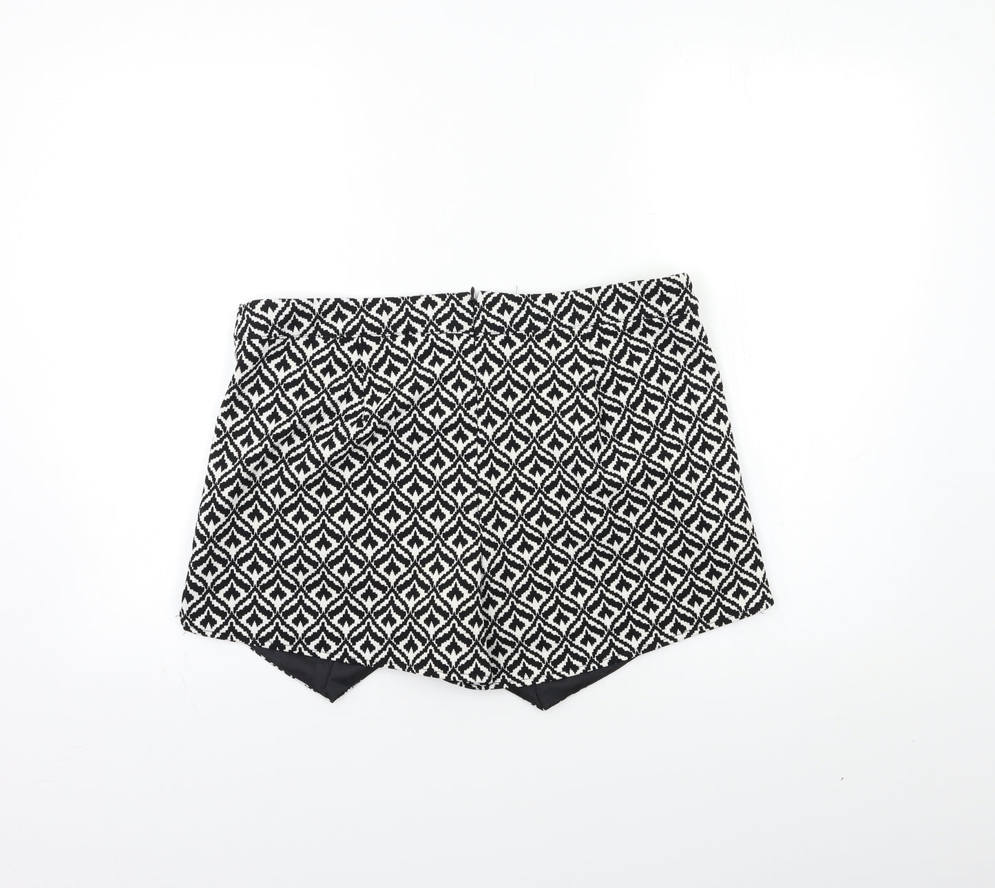 New Look Womens Black Geometric  Wrap Shorts Size 14