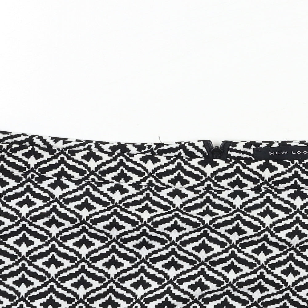 New Look Womens Black Geometric  Wrap Shorts Size 14