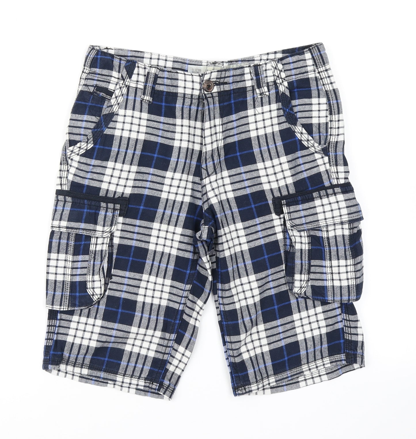 Denim Co Boys Blue Plaid  Cargo Shorts Size 11-12 Years