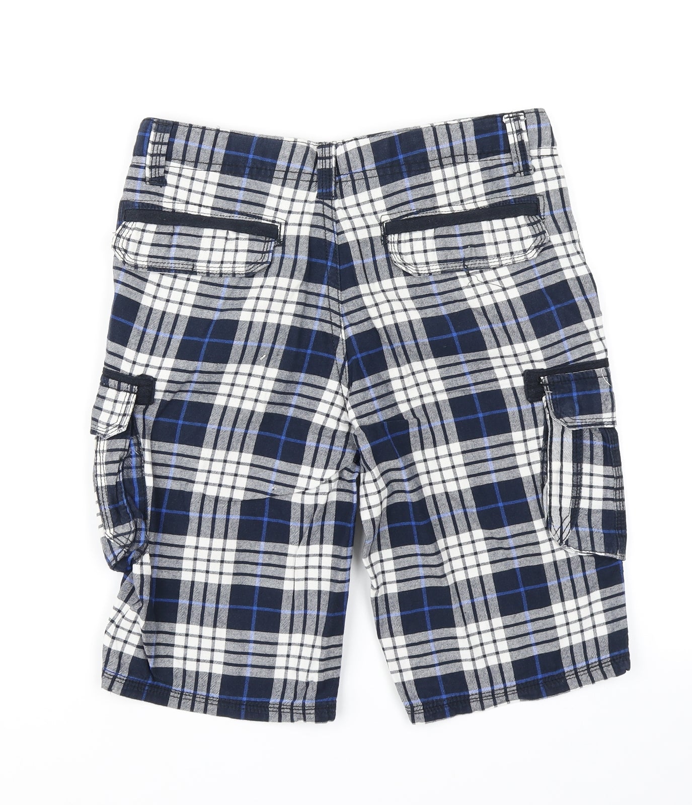 Denim Co Boys Blue Plaid  Cargo Shorts Size 11-12 Years