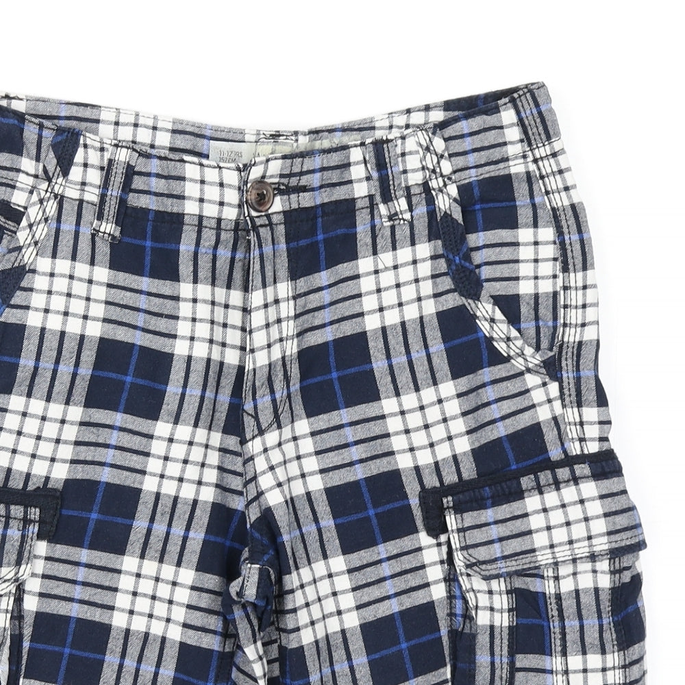 Denim Co Boys Blue Plaid  Cargo Shorts Size 11-12 Years