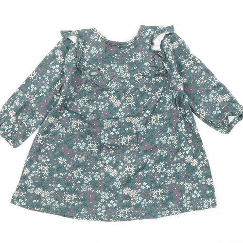 George Girls Green Floral  A-Line  Size 3-6 Months