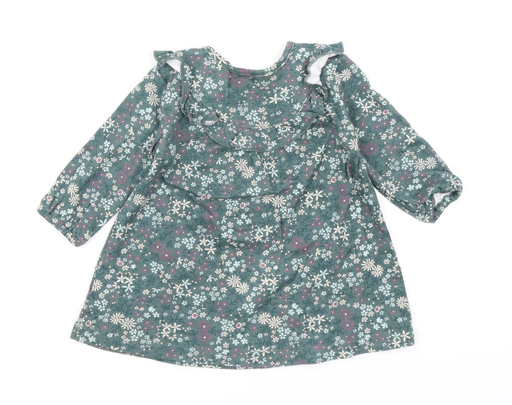 George Girls Green Floral A-Line Size 3-6 Months