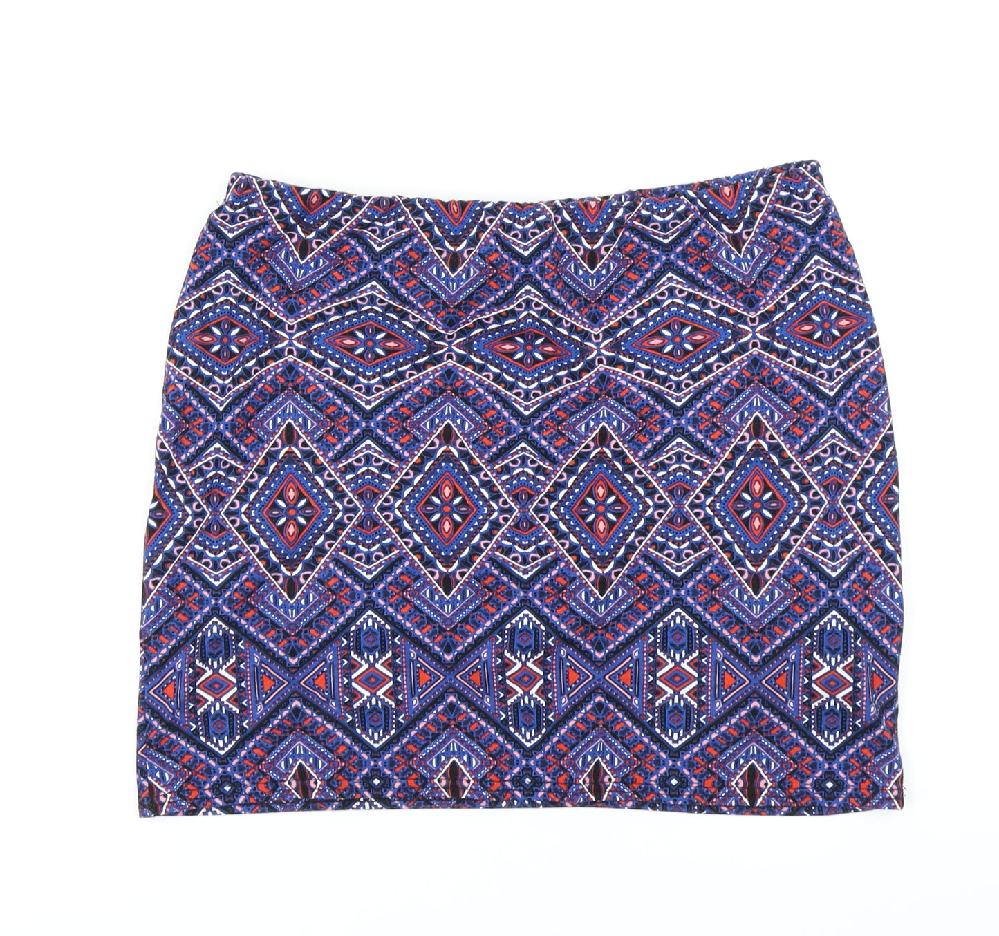 New Look Womens Blue Geometric  A-Line Skirt Size 12