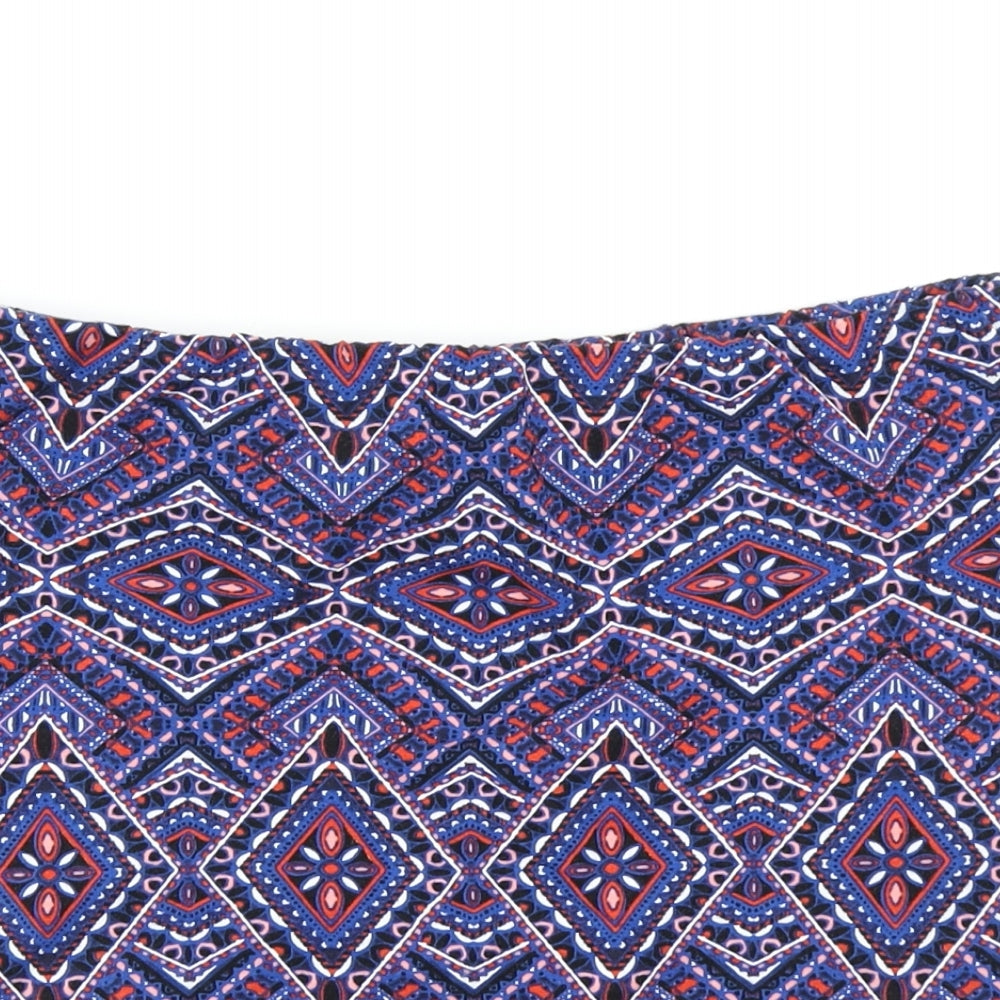 New Look Womens Blue Geometric  A-Line Skirt Size 12